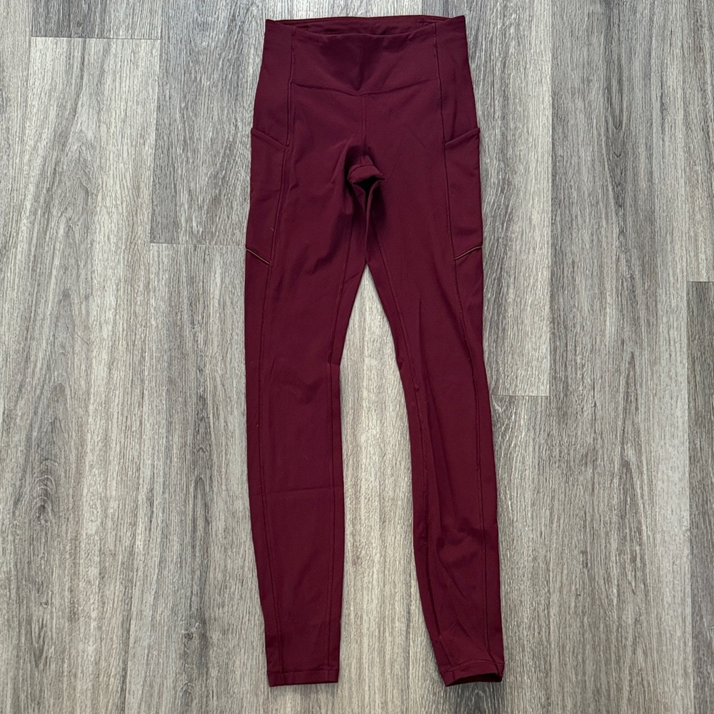 lululemon Deep Red Leggings Size 2 Mid rise Tights